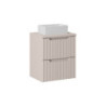 Ensemble Meuble Salle de Bain 2 tiroirs + Vasque + Plateau L 50 x P 40 x H 59,5 cm - Astral - Beige crème