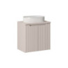 Ensemble Meuble Salle de Bain 2 portes + Vasque + Plateau L 60 x P 40 x H 59,5 cm - Astral - Beige crème