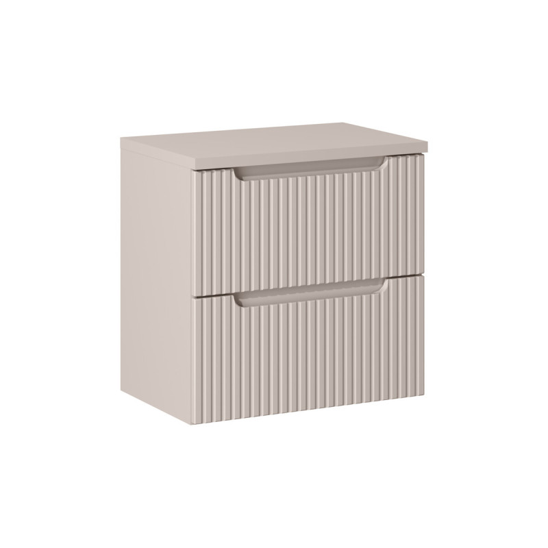 Ensemble Meuble Vasque 2 tiroirs et Plateau L 60 x P 40 x H 59,5 cm - Astral - Beige crème