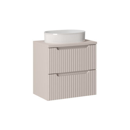 Ensemble Meuble Salle de Bain 2 tiroirs + Vasque + Plateau L 60 x P 40 x H 59,5 cm - Astral - Beige crème