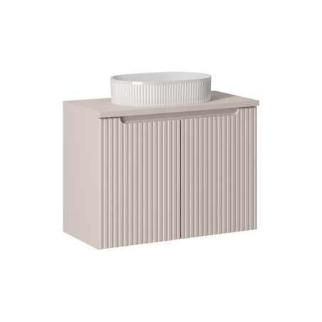 Ensemble Meuble Salle de Bain 2 portes + Vasque + Plateau L 80 x P 40 x H 59,5 cm - Astral - Beige crème