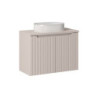Ensemble Meuble Salle de Bain 2 portes + Vasque + Plateau L 80 x P 40 x H 59,5 cm - Astral - Beige crème