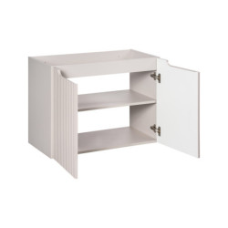 Ensemble Meuble Salle de Bain 2 portes + Vasque + Plateau L 80 x P 40 x H 59,5 cm - Astral - Beige crème