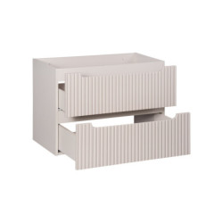 Ensemble Meuble Vasque 2 tiroirs et Plateau L 80 x P 40 x H 59,5 cm - Astral - Beige crème