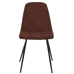 Chaise en Velours Côtelé Terracotta et Piètement en Métal Noir - Chaise de Salon, Salle à Manger