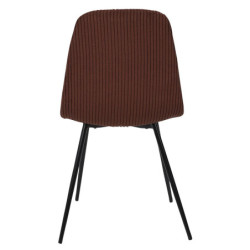 Chaise en Velours Côtelé Terracotta et Piètement en Métal Noir - Chaise de Salon, Salle à Manger