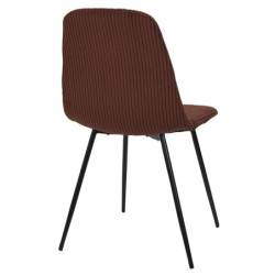 Chaise en Velours Côtelé Terracotta et Piètement en Métal Noir - Chaise de Salon, Salle à Manger