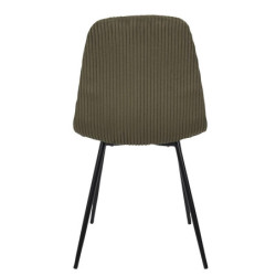 Chaise en Velours Côtelé Vert et Piètement en Métal Noir - Chaise de Salon, Salle à Manger