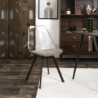 Chaise Coque Transparente avec Coussin Velours Cotelé Taupe rembourré - Piètement métal effet Bois Foncé