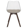 Chaise Coque Transparente avec Coussin Velours Cotelé Taupe rembourré - Piètement métal effet Bois Foncé