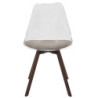 Lot de 2 Chaises Coque Transparente avec Coussin Velours Cotelé Taupe rembourré - Piètement métal effet Bois Foncé