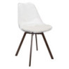 Chaise Coque Transparente avec Coussin Velours Cotelé Blanc rembourré - Piètement métal effet Bois Foncé