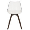 Chaise Coque Transparente avec Coussin Velours Cotelé Blanc rembourré - Piètement métal effet Bois Foncé