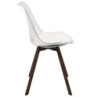 Lot de 2 Chaises Coque Transparente avec Coussin Velours Cotelé Blanc rembourré - Piètement métal effet Bois Foncé