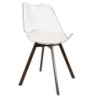 Lot de 2 Chaises Coque Transparente avec Coussin Velours Cotelé Blanc rembourré - Piètement métal effet Bois Foncé
