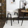 Fauteuil Design Minimaliste en Velours Cotelé Blanc et Piètement en Métal Noir