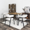 Fauteuil Design Minimaliste en Velours Cotelé Blanc et Piètement en Métal Noir