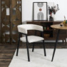 Fauteuil Design Minimaliste en Velours Cotelé Blanc et Piètement en Métal Noir