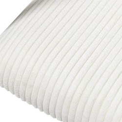 Fauteuil Design Minimaliste en Velours Cotelé Blanc et Piètement en Métal Noir