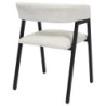 Fauteuil Design Minimaliste en Velours Cotelé Blanc et Piètement en Métal Noir