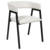 Fauteuil Design Minimaliste en Velours Cotelé Blanc et Piètement en Métal Noir