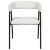 Fauteuil Design Minimaliste en Velours Cotelé Blanc et Piètement en Métal Noir