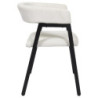 Fauteuil Design Minimaliste en Velours Cotelé Blanc et Piètement en Métal Noir