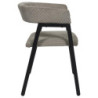 Fauteuil Design Minimaliste en Velours Cotelé Taupe et Piètement en Métal Noir