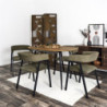 Fauteuil Design Minimaliste en Velours Cotelé Vert et Piètement en Métal Noir