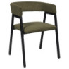 Fauteuil Design Minimaliste en Velours Cotelé Vert et Piètement en Métal Noir