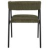 Fauteuil Design Minimaliste en Velours Cotelé Vert et Piètement en Métal Noir