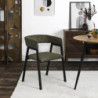 Fauteuil Design Minimaliste en Velours Cotelé Vert et Piètement en Métal Noir