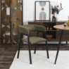 Fauteuil Design Minimaliste en Velours Cotelé Vert et Piètement en Métal Noir