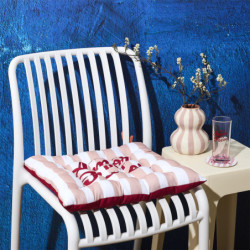 Lot de 6 galettes de Chaises Déperlantes Extérieur/Intérieur motifs estivaux 40x40cm - 2 Attaches Nouettes - Dolce Vita