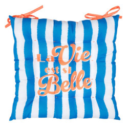 Lot de 6 galettes de Chaises Déperlantes Extérieur/Intérieur motifs estivaux 40x40cm - 2 Attaches Nouettes - Dolce Vita