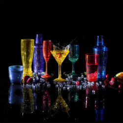 Lot de 24 Verres à Jus Incassables en Plastique Alimentaire Durable - 29cL - Lave-Vaisselle - Bleu violet rouge jaune