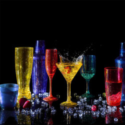 Lot de 24 Verres à Jus Incassables en Plastique Alimentaire Durable - 29cL - Lave-Vaisselle - Bleu violet rouge jaune