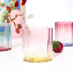 Lot de 12 Verres à Jus Colorés Dégradés 20cL - Couleurs Estivales Bleu Turquoise, Jaune, Violet, Rouge