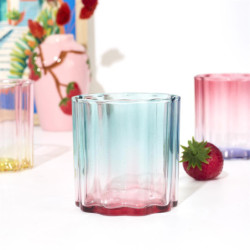 Lot de 24 Verres à Jus Colorés Dégradés 20cL - Couleurs Estivales Bleu Turquoise, Jaune, Violet, Rouge