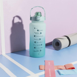 Lot de 3 Gourdes 2L Motivation Etanches et Graduées avec Sangle - Rose Bleu Violet