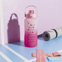Lot de 3 Gourdes 2L Motivation Etanches et Graduées avec Sangle - Rose Bleu Violet