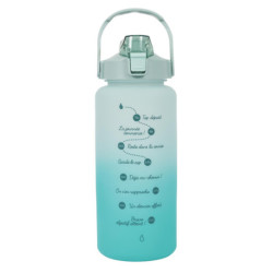 Lot de 3 Gourdes 2L Motivation Etanches et Graduées avec Sangle - Rose Bleu Violet