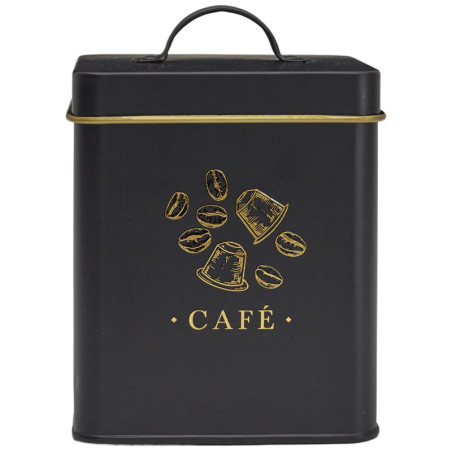 Boîte en Métal - Café - Noir et Doré - Boîte de Conservation de Cuisine