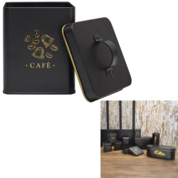 Boîte en Métal - Café - Noir et Doré - Boîte de Conservation de Cuisine