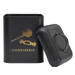 Boîte en Métal - Confiserie - Noir et Doré - Boîte de Conservation de Cuisine