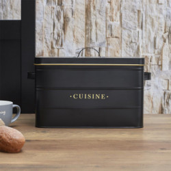 Boîte en Métal - Cuisine - Noir et Doré - Boîte de Conservation de Cuisine