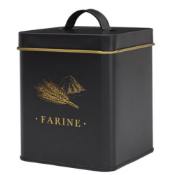 Boîte en Métal - Farine - Noir et Doré - Boîte de Conservation de Cuisine