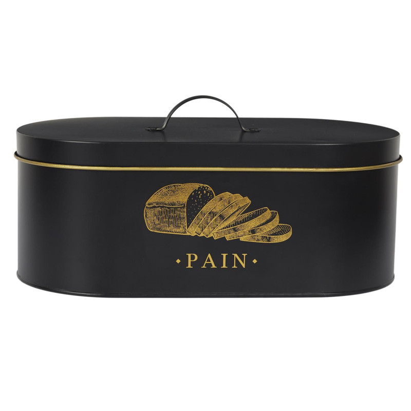 Boîte à Pain en Métal - Noir et Doré - Boîte de Conservation de Cuisine