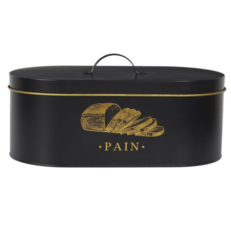 Boîte à Pain en Métal - Noir et Doré - Boîte de Conservation de Cuisine