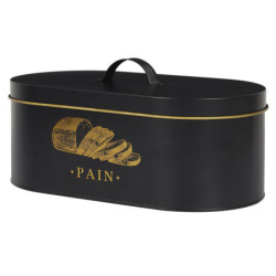 Boîte à Pain en Métal - Noir et Doré - Boîte de Conservation de Cuisine